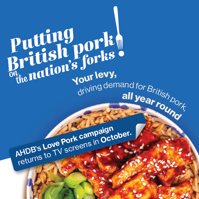  Promotional graphic featuring slogan: Putting British pork on the nation's forks.